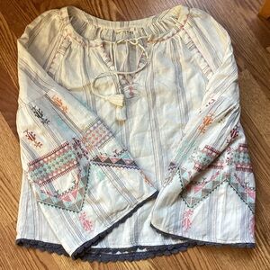 Lovestitch Boho Embroidered Blouse - Cream and Multicolor